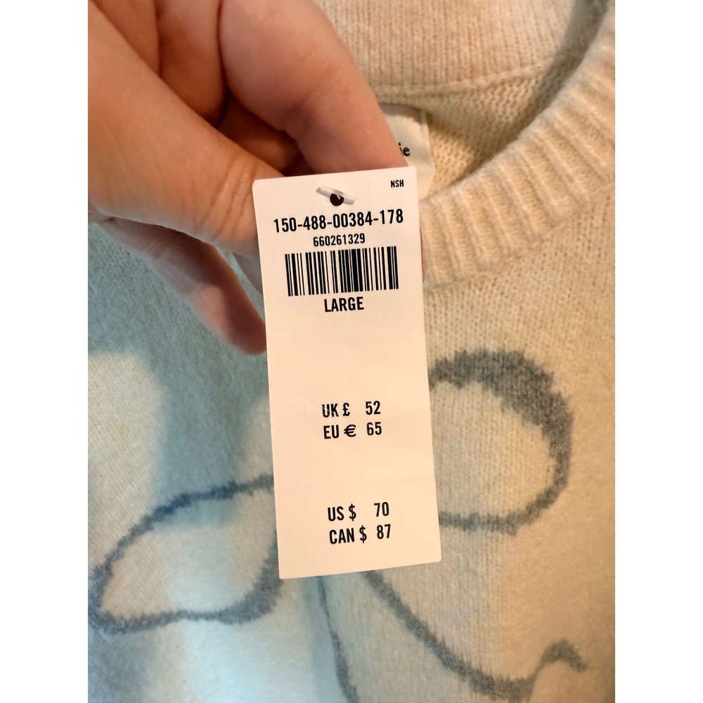 Abercrombie & Fitch Women Cream Bow Graphic Crewneck Sweater Large NWT 150-488 - Picture 8 of 9